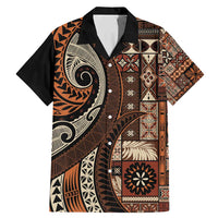Vintage Samoa Siapo Mamanu Family Matching Mermaid Dress and Hawaiian Shirt Brown Samoan Tapa Motif - Polynesian Pride