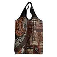 Vintage Samoa Siapo Mamanu Grocery Bag Brown Samoan Tapa Motif - Polynesian Pride