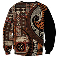 Vintage Samoa Siapo Mamanu Sweatshirt Brown Samoan Tapa Motif - Polynesian Pride