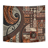 Vintage Samoa Siapo Mamanu Tapestry Brown Samoan Tapa Motif - Polynesian Pride