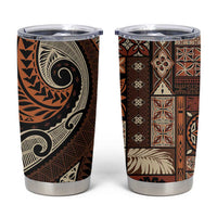 Vintage Samoa Siapo Mamanu Tumbler Cup Brown Samoan Tapa Motif - Polynesian Pride