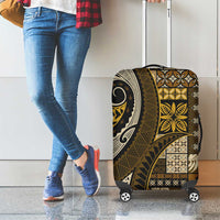 Vintage Samoa Siapo Mamanu Luggage Cover Gold Samoan Tapa Motif - Polynesian Pride