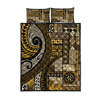 Vintage Samoa Siapo Mamanu Quilt Bed Set Gold Samoan Tapa Motif - Polynesian Pride