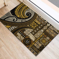 Vintage Samoa Siapo Mamanu Rubber Doormat Gold Samoan Tapa Motif - Polynesian Pride