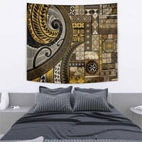 Vintage Samoa Siapo Mamanu Tapestry Gold Samoan Tapa Motif - Polynesian Pride