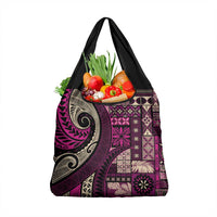Vintage Samoa Siapo Mamanu Grocery Bag Pink Samoan Tapa Motif - Polynesian Pride