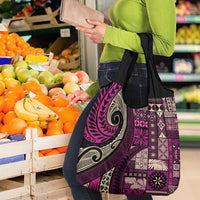 Vintage Samoa Siapo Mamanu Grocery Bag Pink Samoan Tapa Motif - Polynesian Pride