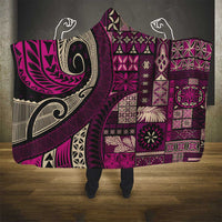 Vintage Samoa Siapo Mamanu Hooded Blanket Pink Samoan Tapa Motif - Polynesian Pride