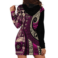 Vintage Samoa Siapo Mamanu Hoodie Dress Pink Samoan Tapa Motif - Polynesian Pride