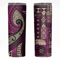 Vintage Samoa Siapo Mamanu Skinny Tumbler Pink Samoan Tapa Motif - Polynesian Pride