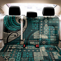 Vintage Samoa Siapo Mamanu Back Car Seat Cover Teal Samoan Tapa Motif - Polynesian Pride