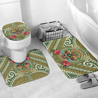 Hawaii Tiki Mask Bathroom Set Mele Kalikimaka i Iulai! LT9 Mat Set Only (3 pcs) One Size Green - Polynesian Pride