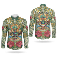 Hawaii Tiki Mask Personalized Couples Matching Summer Maxi Dress and Long Sleeve Button Shirt Mele Kalikimaka i Iulai! LT9 - Polynesian Pride