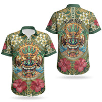 Hawaii Tiki Mask Personalized Couples Matching Tank Maxi Dress and Hawaiian Shirt Mele Kalikimaka i Iulai! LT9 - Polynesian Pride