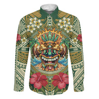 Hawaii Tiki Mask Personalized Family Matching Puletasi and Hawaiian Shirt Mele Kalikimaka i Iulai! LT9 Daughter's Dress Green - Polynesian Pride