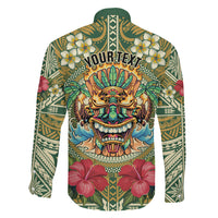 Hawaii Tiki Mask Personalized Family Matching Tank Maxi Dress and Hawaiian Shirt Mele Kalikimaka i Iulai! LT9 Son's Shirt Green - Polynesian Pride
