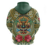 Hawaii Tiki Mask Personalized Hoodie Mele Kalikimaka i Iulai! LT9 - Polynesian Pride