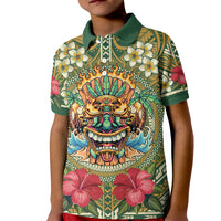 Hawaii Tiki Mask Personalized Kid Polo Shirt Mele Kalikimaka i Iulai!