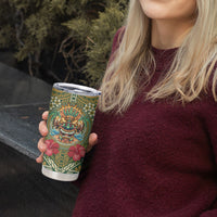 Hawaii Tiki Mask Personalized Tumbler Cup Mele Kalikimaka i Iulai!