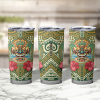 Hawaii Tiki Mask Personalized Tumbler Cup Mele Kalikimaka i Iulai!