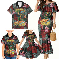 Hawaii Tiki Surfing Family Matching Mermaid Dress and Hawaiian Shirt Mele Kalikimaka i Iulai! LT9 - Polynesian Pride