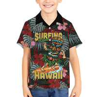 Hawaii Tiki Surfing Family Matching Mermaid Dress and Hawaiian Shirt Mele Kalikimaka i Iulai! LT9 Son's Shirt Black - Polynesian Pride
