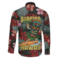 Hawaii Tiki Surfing Family Matching Off Shoulder Short Dress and Hawaiian Shirt Mele Kalikimaka i Iulai! LT9 Son's Shirt Black - Polynesian Pride