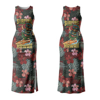 Hawaii Tiki Surfing Family Matching Tank Maxi Dress and Hawaiian Shirt Mele Kalikimaka i Iulai! LT9 Mom's Dress Black - Polynesian Pride