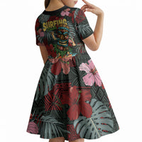 Hawaii Tiki Surfing Kid Short Sleeve Dress Mele Kalikimaka i Iulai! LT9 - Polynesian Pride