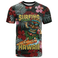 Hawaii Tiki Surfing T Shirt Mele Kalikimaka i Iulai! LT9 Black - Polynesian Pride