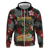 Hawaii Tiki Surfing Zip Hoodie Mele Kalikimaka i Iulai!