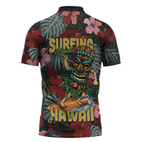 Hawaii Tiki Surfing Zipper Polo Shirt Mele Kalikimaka i Iulai! LT9 - Polynesian Pride