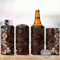 Kanoa Hawai'i Hibiscus 4 in 1 Can Cooler Tumbler Polynesian Tribal Tattoo Pattern Floral Elements