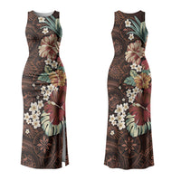 Kanoa Hawai'i Hibiscus Couples Matching Tank Maxi Dress and Hawaiian Shirt Polynesian Tribal Tattoo Pattern Floral Elements