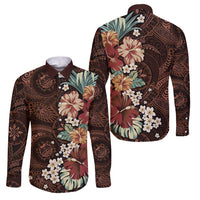 Kanoa Hawai'i Hibiscus Family Matching Long Sleeve Bodycon Dress and Hawaiian Shirt Polynesian Tribal Tattoo Pattern Floral Elements