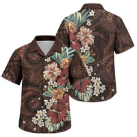 Kanoa Hawai'i Hibiscus Family Matching Off The Shoulder Long Sleeve Dress and Hawaiian Shirt Polynesian Tribal Tattoo Pattern Floral Elements