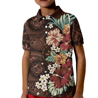 Kanoa Hawai'i Hibiscus Kid Polo Shirt Polynesian Tribal Tattoo Pattern Floral Elements