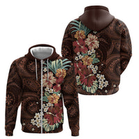 Kanoa Hawai'i Hibiscus Zip Hoodie Polynesian Tribal Tattoo Pattern Floral Elements