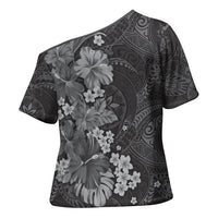 Pauli Hawai'i Hibiscus Cross Shoulder Shirt Polynesian Tribal Tattoo Pattern Floral Elements