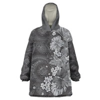 Pauli Hawai'i Hibiscus Wearable Blanket Hoodie Polynesian Tribal Tattoo Pattern Floral Elements