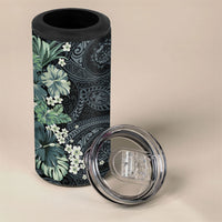 Pauliuli Hawai'i Hibiscus 4 in 1 Can Cooler Tumbler Polynesian Tribal Tattoo Pattern Floral Elements