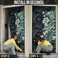 Pauliuli Hawai'i Hibiscus Door Cover Polynesian Tribal Tattoo Pattern Floral Elements