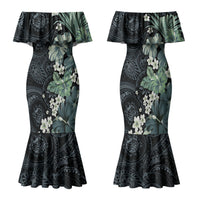 Pauliuli Hawai'i Hibiscus Family Matching Mermaid Dress and Hawaiian Shirt Polynesian Tribal Tattoo Pattern Floral Elements