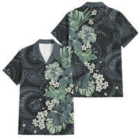 Pauliuli Hawai'i Hibiscus Family Matching Summer Maxi Dress and Hawaiian Shirt Polynesian Tribal Tattoo Pattern Floral Elements