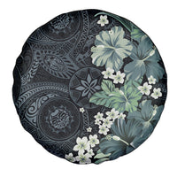 Pauliuli Hawai'i Hibiscus Spare Tire Cover Polynesian Tribal Tattoo Pattern Floral Elements