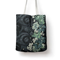 Pauliuli Hawai'i Hibiscus Tote Bag Polynesian Tribal Tattoo Pattern Floral Elements