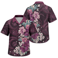 Poni Mama Hawai'i Hibiscus Family Matching Long Sleeve Bodycon Dress and Hawaiian Shirt Polynesian Tribal Tattoo Pattern Floral Elements