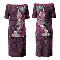 Poni Mama Hawai'i Hibiscus Family Matching Puletasi and Hawaiian Shirt Polynesian Tribal Tattoo Pattern Floral Elements