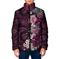 Poni Mama Hawai'i Hibiscus Padded Jacket Polynesian Tribal Tattoo Pattern Floral Elements