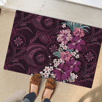 Poni Mama Hawai'i Hibiscus Rubber Doormat Polynesian Tribal Tattoo Pattern Floral Elements